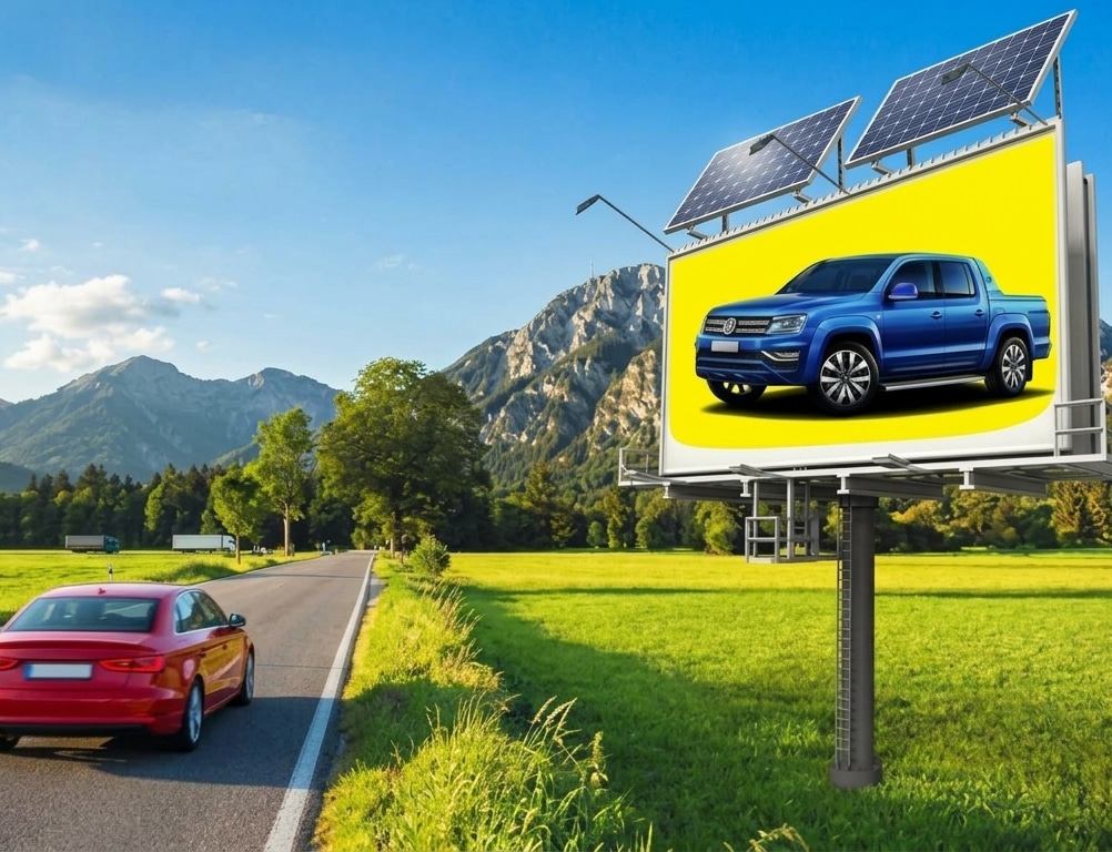 Gunes Enerjili Totem Tabela Aydinlatma Seti - Solar Reklam Panosu LED Projektor ve Aku Paketi