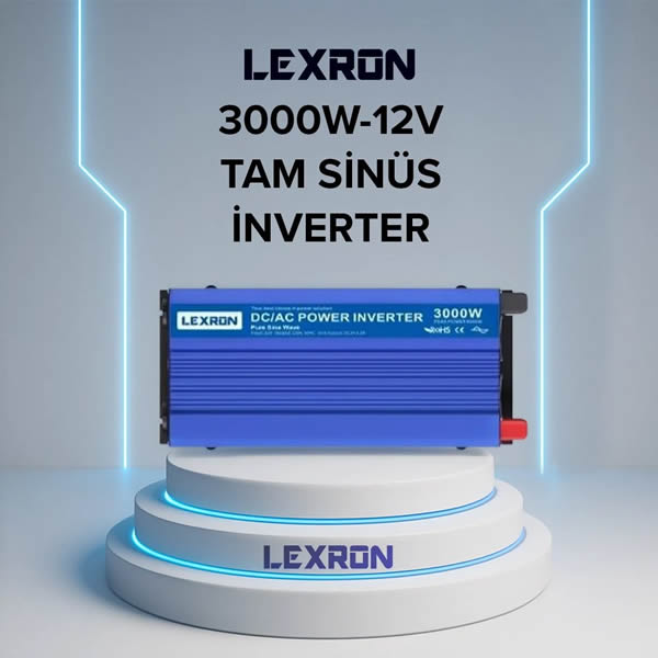 Power Enerji mühendislik güvencesiyle 3000 Watt sürekli güç kapasiteli Tam Sinüs İnverter; 12V DC giriş, 220V AC çıkış, LED gösterge paneli ve akıllı soğutma fan sistemini içeren teknik ürün görseli. Hassas elektronik cihazlar için uygun saf sinüs dalga formunu ve aşırı yük koruma devrelerini vurgulayan profesyonel donanım görünümü.