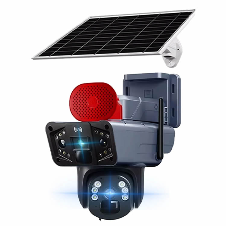 Power Enerji mühendislik güvencesiyle 4 MP (2560×1440) Ultra HD güneş enerjili güvenlik kamerası; 15W monokristal solar panel, 16.000mAh dahili lityum batarya ve 4G/LTE sim kart bağlantı modülünü içeren teknik ürün görseli. Gece renkli görüş (Warm Led) ve PIR+Radar çift algılama teknolojisini temsil eden profesyonel güvenlik sistemi görünümü.