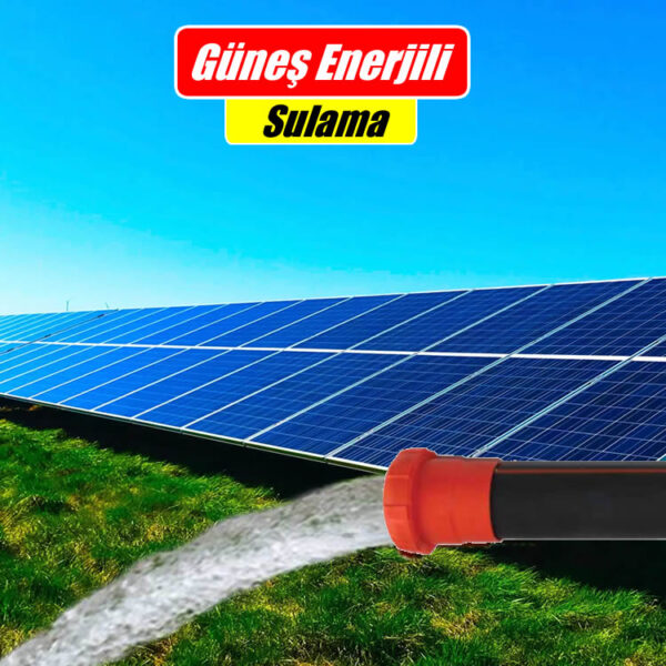 Power Enerji mühendislik tasarımı 1.5 Hp (1.1 kW) güneş enerjili tarımsal sulama sistemi; yüksek verimli monokristal güneş panelleri, 2.2 kW kapasiteli solar pompa sürücüsü ve 6mm² solar kablolama altyapısını içeren teknik kurulum görseli. Maksimum tork ve verimli su çıkışı için optimize edilmiş profesyonel solar sulama bileşenleri.