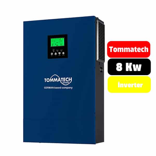 TommaTech 8 kW Mppt ProX serisi akıllı hibrit inverter teknik detayları ve 48V batarya bağlantı şeması - Power Enerji Uzmanlığı.