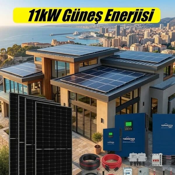 Müstakil evlerin tüm ihtiyacı için tasarlanan Tommatech 11 kW Hazır Solar Paket, günlük 35 kWh üretim kapasitesi ve lityum batarya güvencesiyle sadece 335.000 TL.