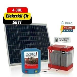 4 Joule Güneş Enerjili Domuz Savar Elektrikli Çit Cihazı Seti - Yaban Domuzu Engelleyici