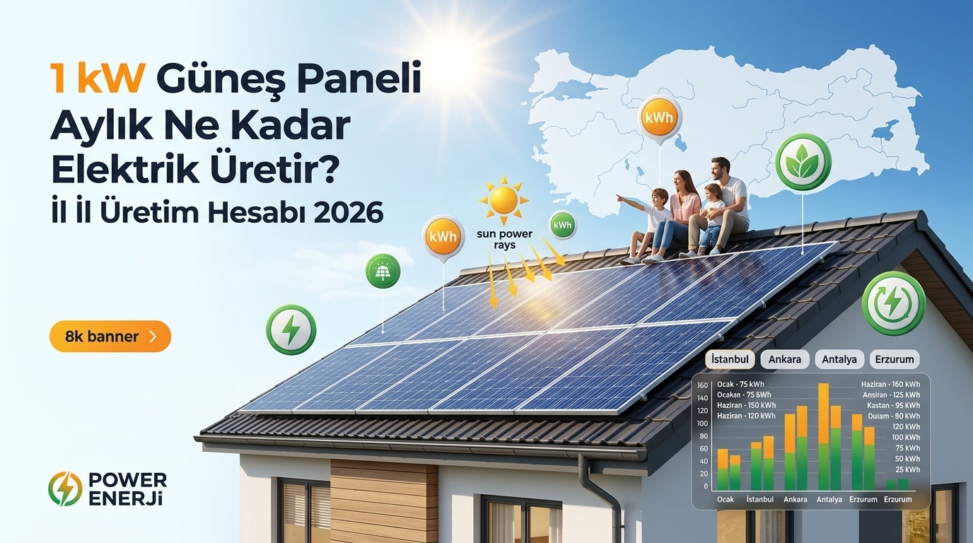 1 kW Güneş Paneli Aylık Ne Kadar Elektrik Üretir? (İl İl Üretim Hesabı 2026)