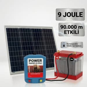 9 Jul Set - Ayı Domuz için Elektrikli Çit Cihazı ( Güneş Panelli Tam Set)