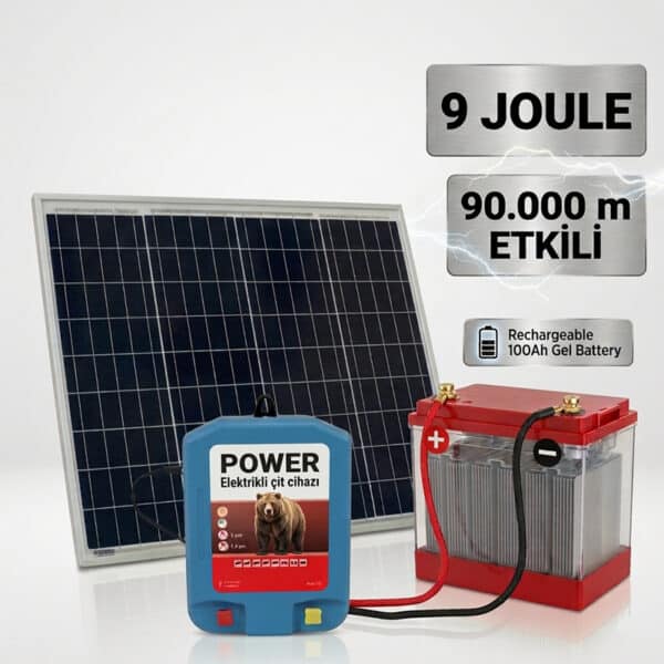9 Jul Set - Ayı Domuz için Elektrikli Çit Cihazı ( Güneş Panelli Tam Set)